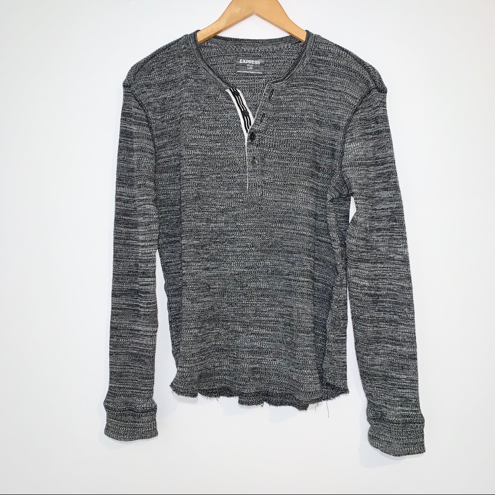 Express Gray Henley Long Sleeve Men’s Shirt Large